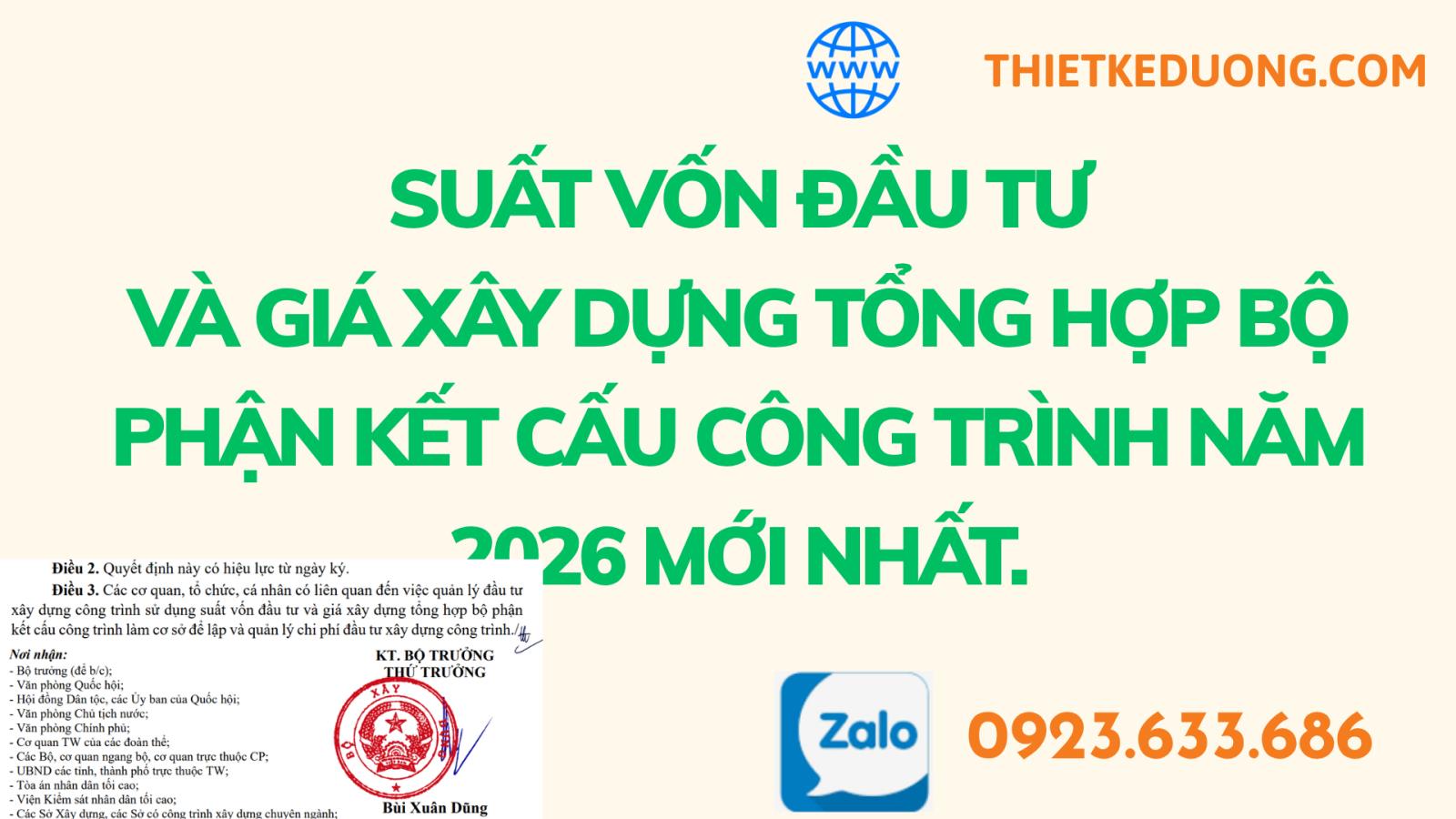 Suất vốn đầu tư 425/QĐ-BXD ngày 30/03/2026