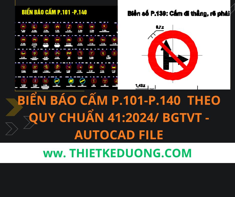 Biển báo cấm P.101-P.140 theo QCVN 41-2024 file Autocad