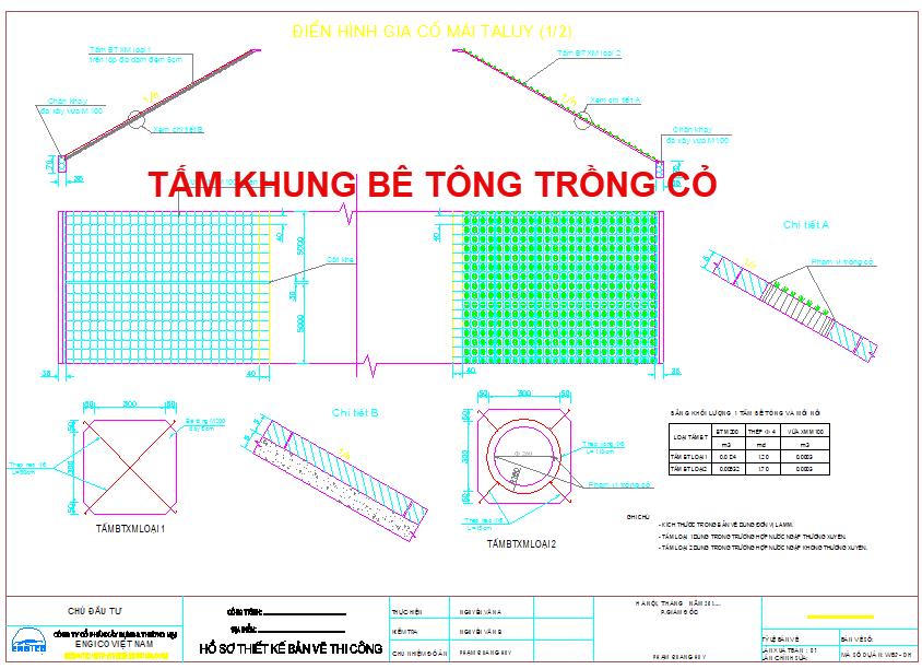 Gia cố tấm khung bê tông trồng cỏ