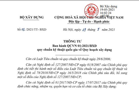 QCVN 01:2021/BXD quy chuẩn kỹ thuật quốc gia về Quy hoạch xây dựng