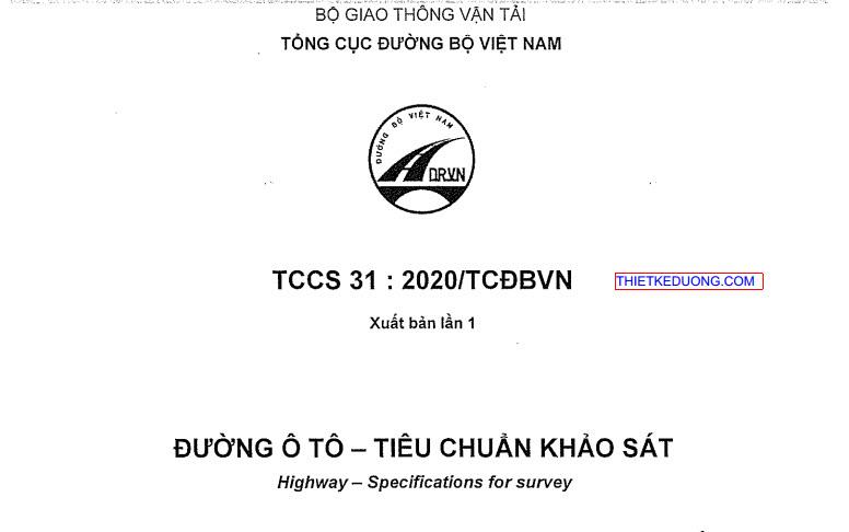 TCCS 31:2020-Đường ô tô tiêu chuẩn khảo sát
